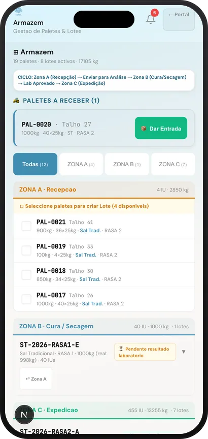 Gestión de almacén en la app móvil SalOS