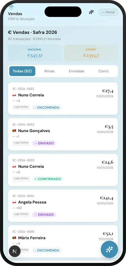 Pipeline de vendas na app móvel SalOS